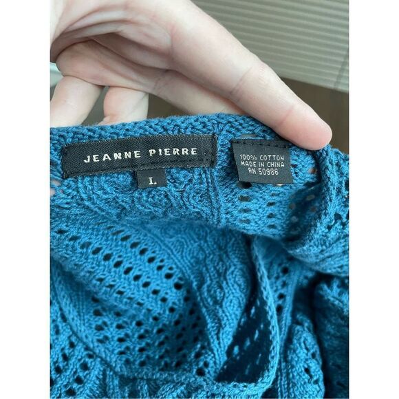 Jeanne Pierre Blue See Through Sweater Size Large - Picture 3 of 3